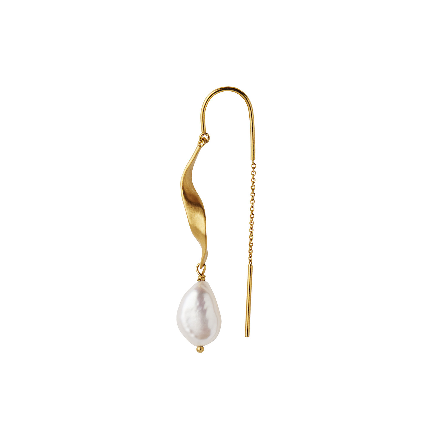 Long Twisted Baroque Pearl Ørering