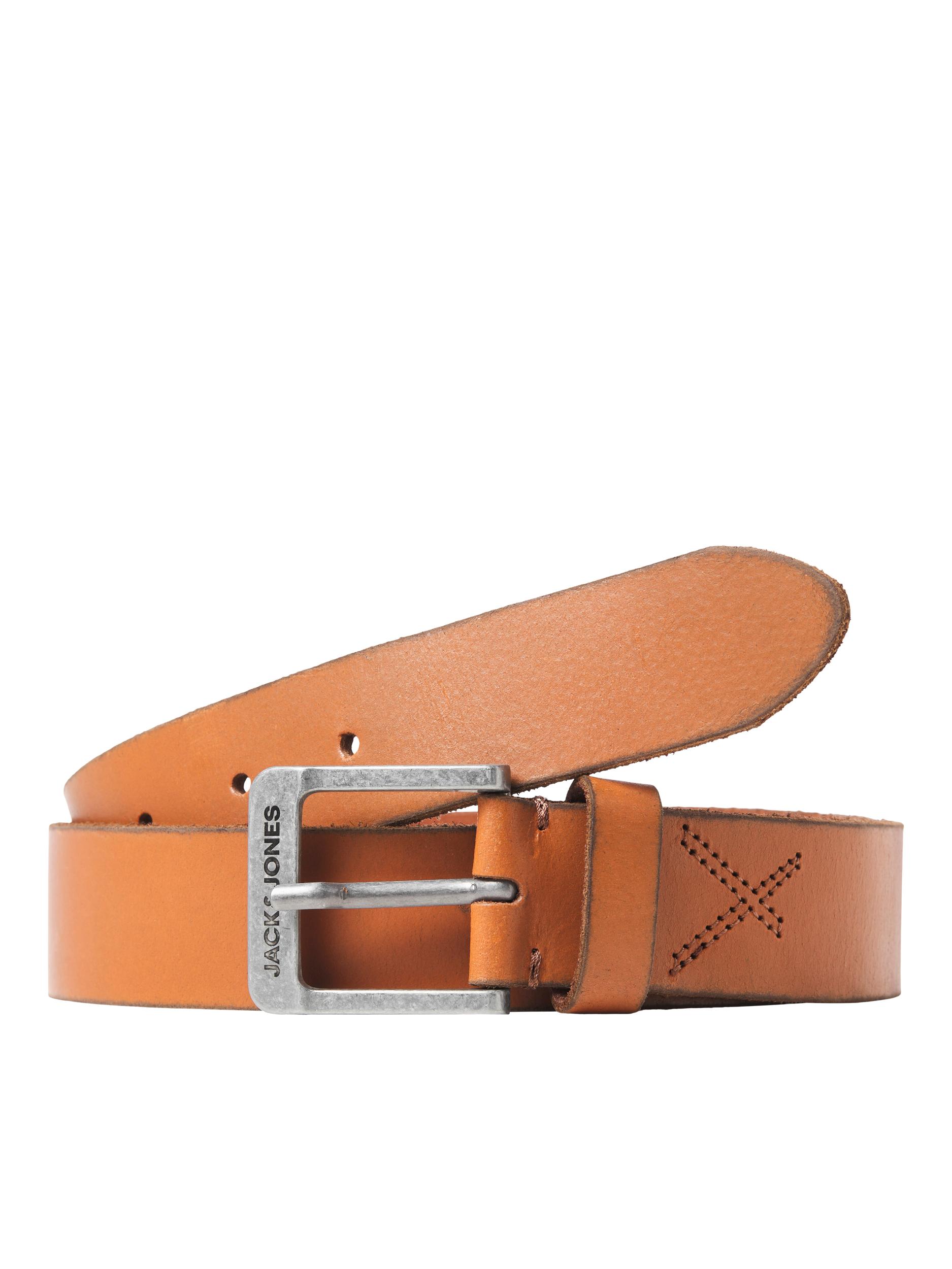 Cintura In Pelle JACK & JONES Cognac - Fibbia Ad Ardiglione, Larga 3,5 Cm, Taglia 95