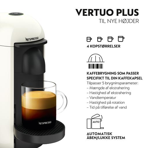 lustre Ære Guinness Nespresso VertuoPlus GCB2 Kaffemaskine, Hvid