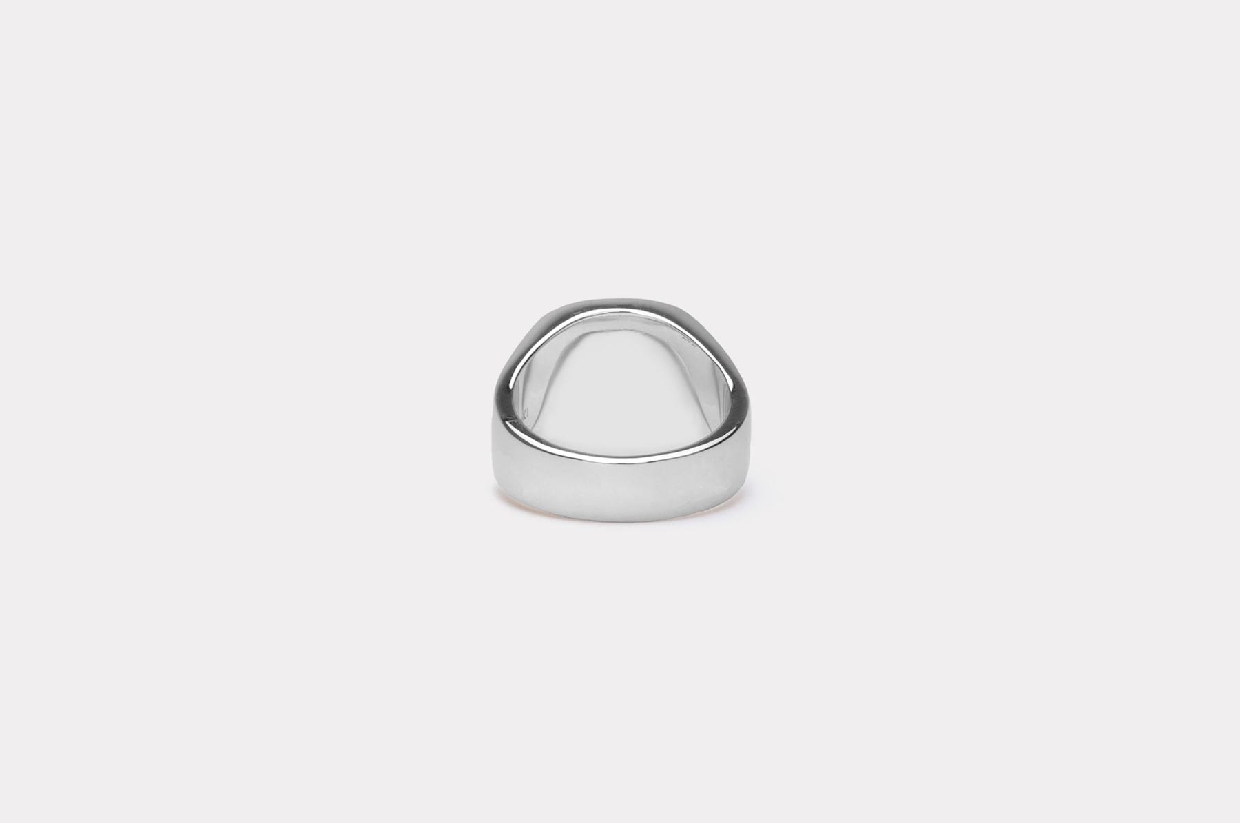  Cushion Signet Ring, Sølv/Grøn Marble, 52