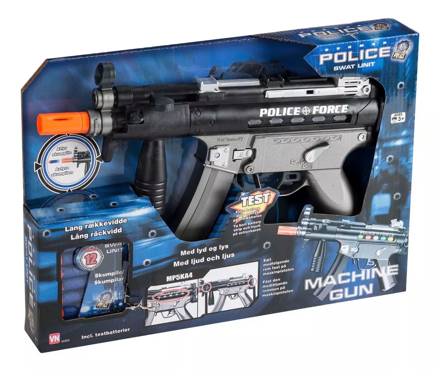 Legetøjs Politi Maskingevær Med Skumpile