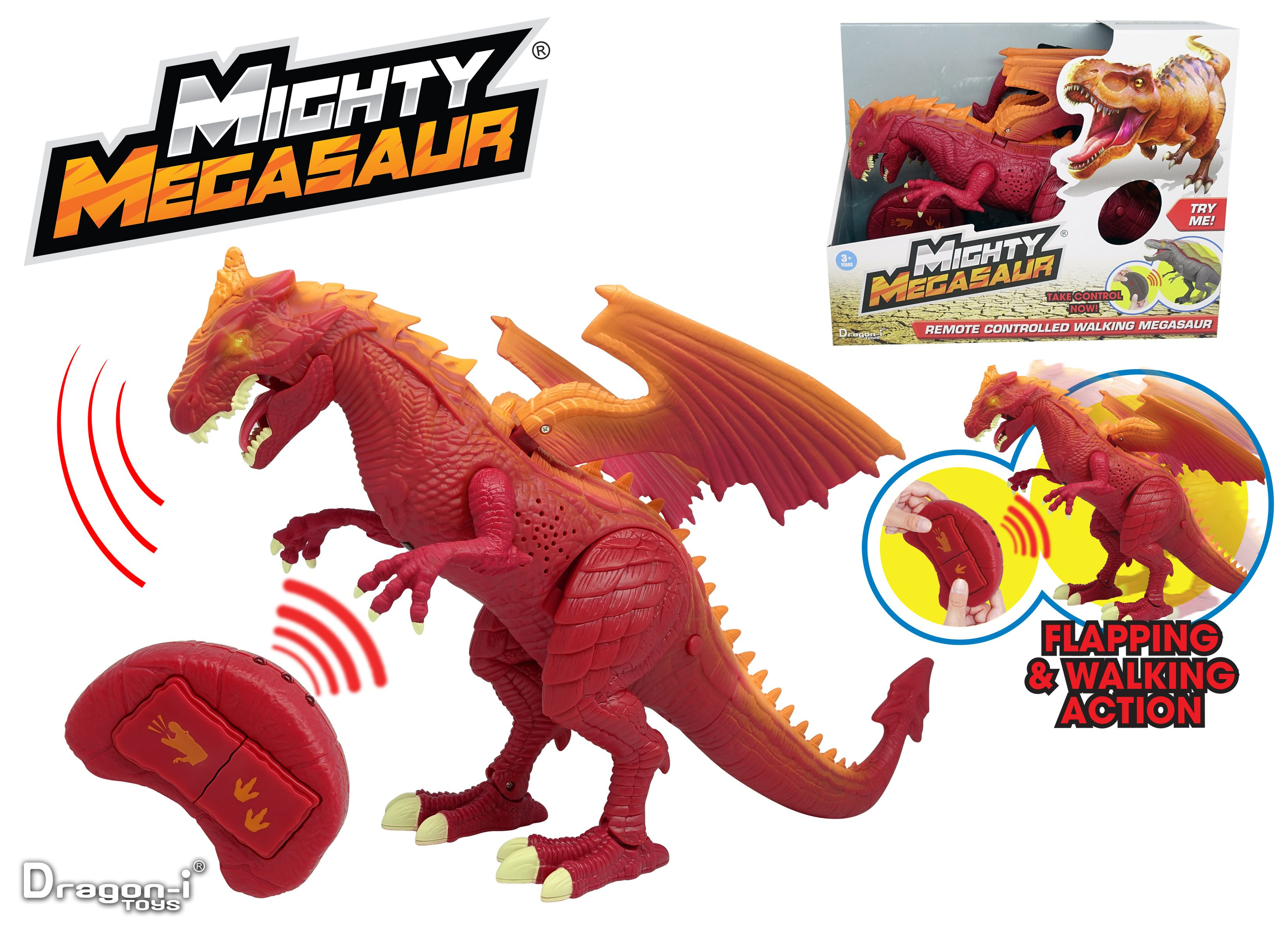 Mighty Megasaur Fjernstyret Gående Drage, H26 Cm