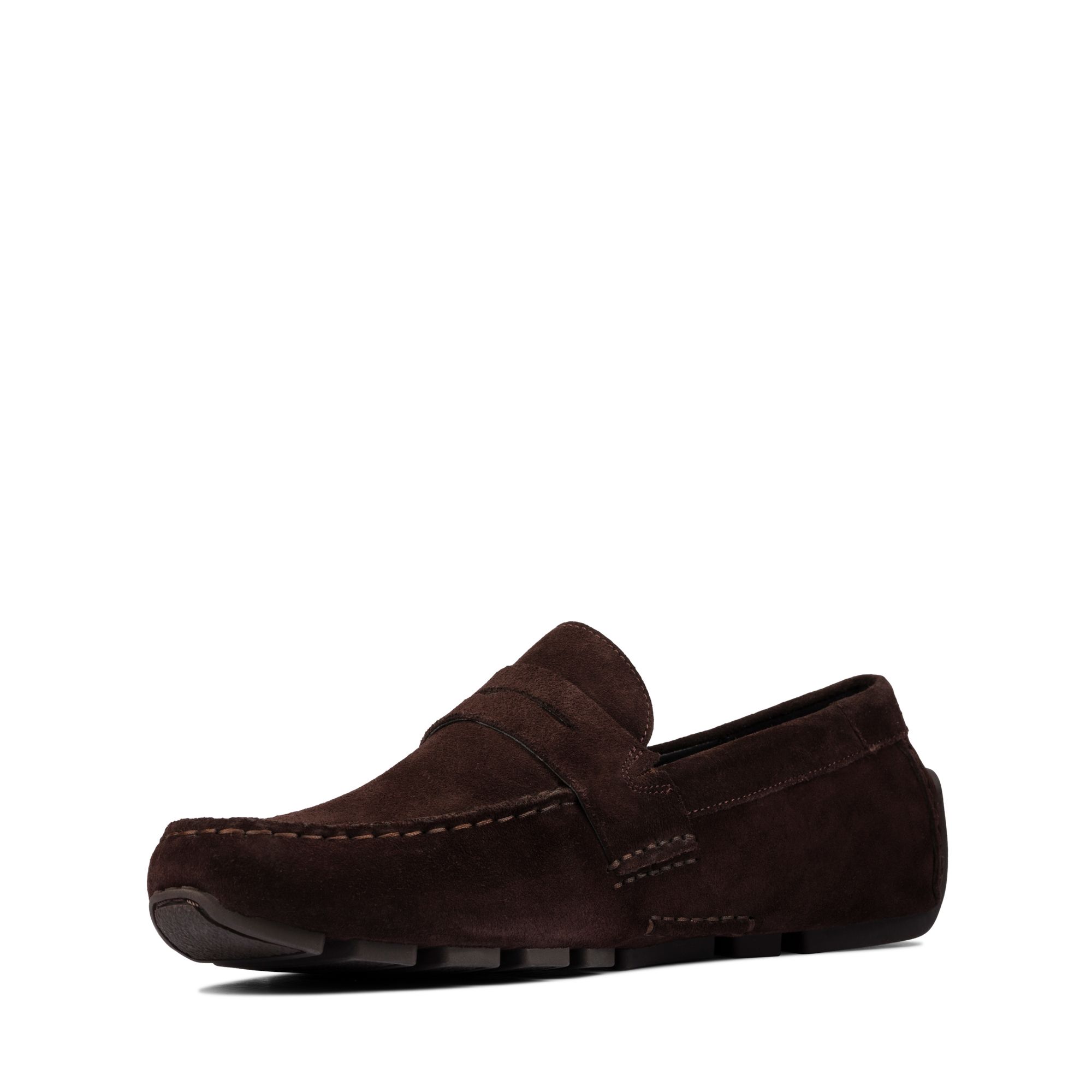 Clarks Oswick Penny Loafers, Dark Brown Suede, 44.5