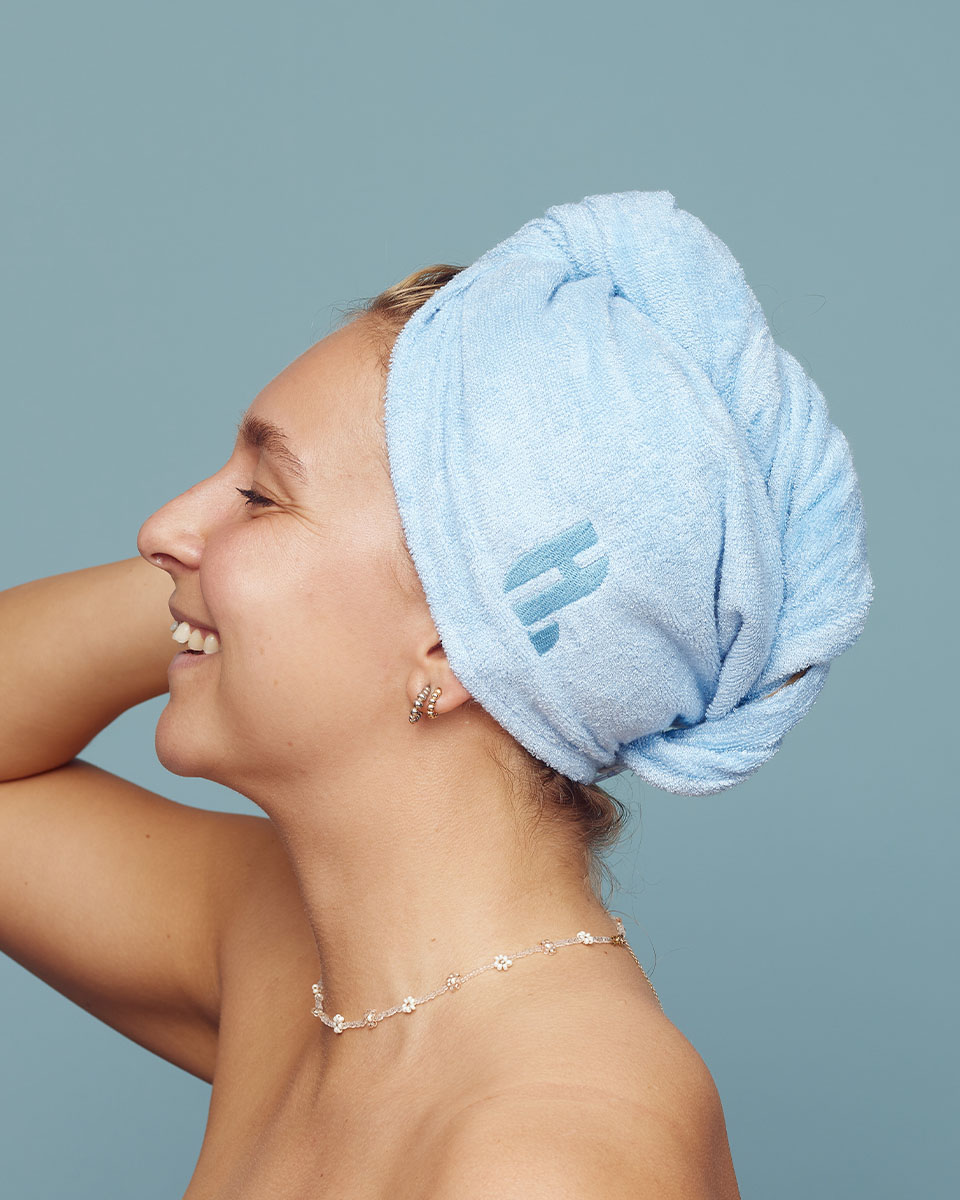 Hairlust Bamboo Hair Towel Wrap, Blå