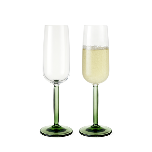 Kähler 2-pak Champagneglas, Grøn. 24