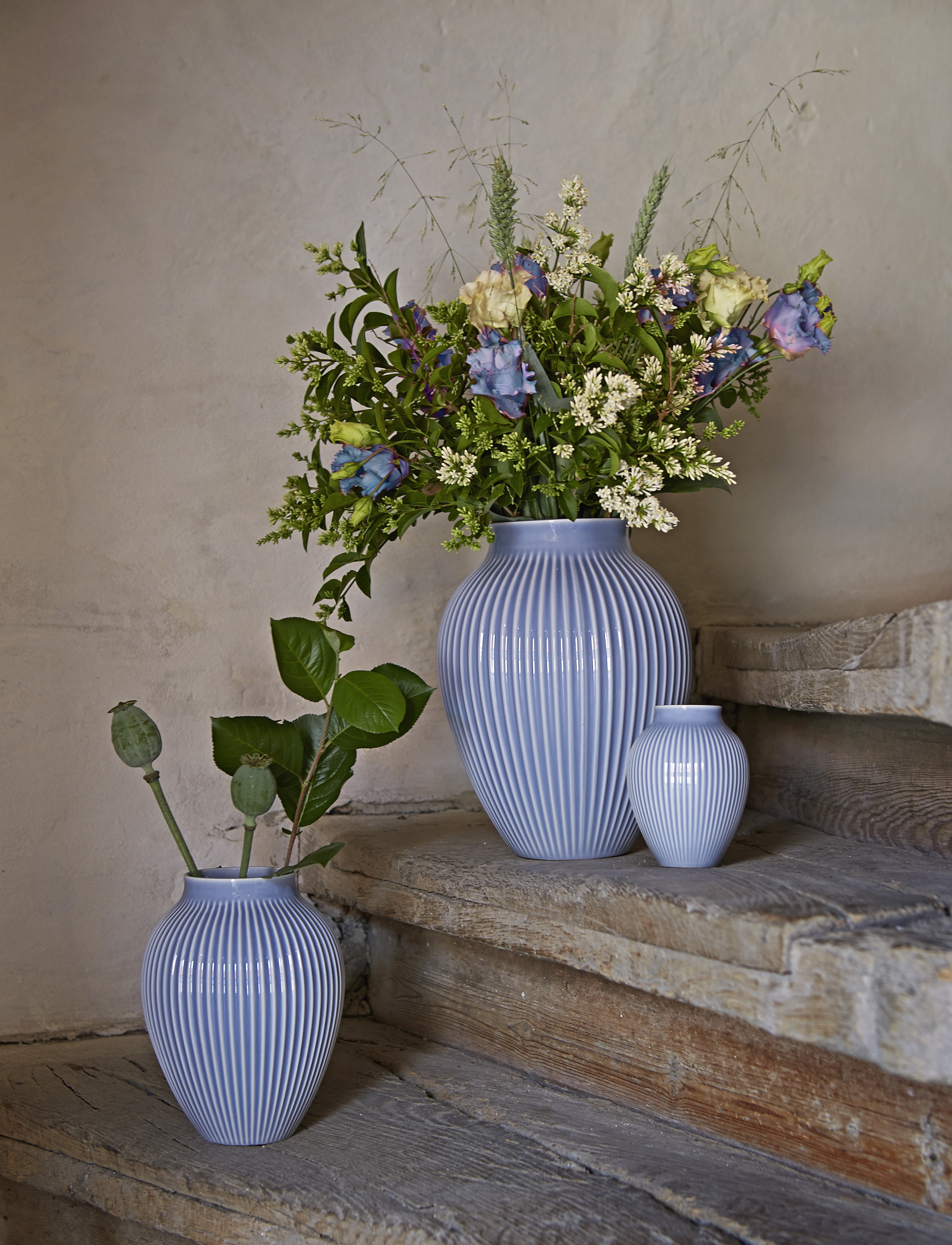 Riflet Vase, Lavendelblå, H27 cm