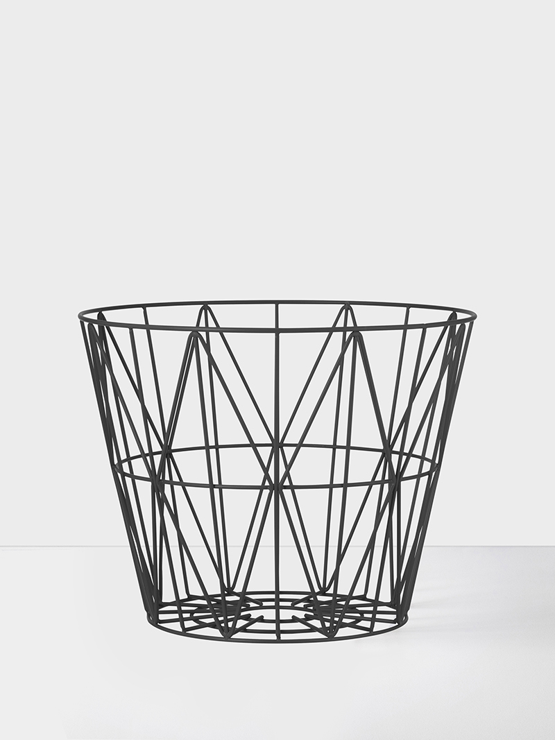 Wire Basket, Sort, Ø50 cm