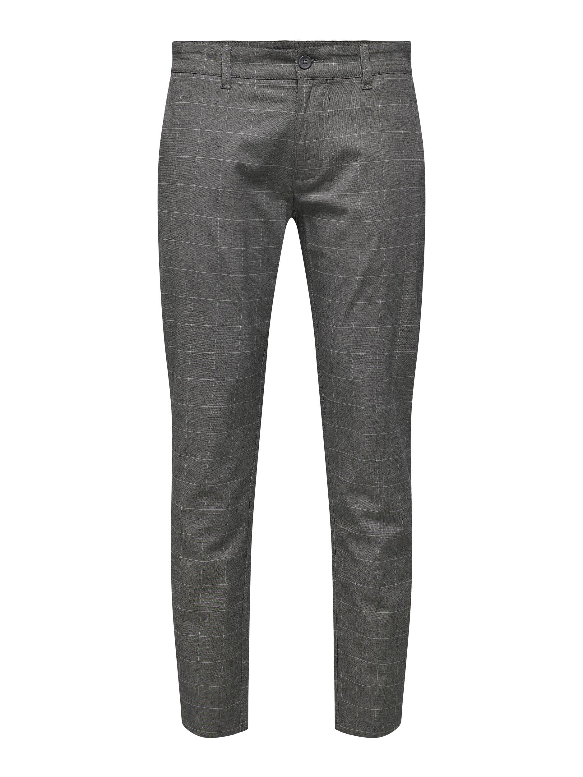 ONLY Mark Check Chinos, Grey Pinstripe, W32/L34