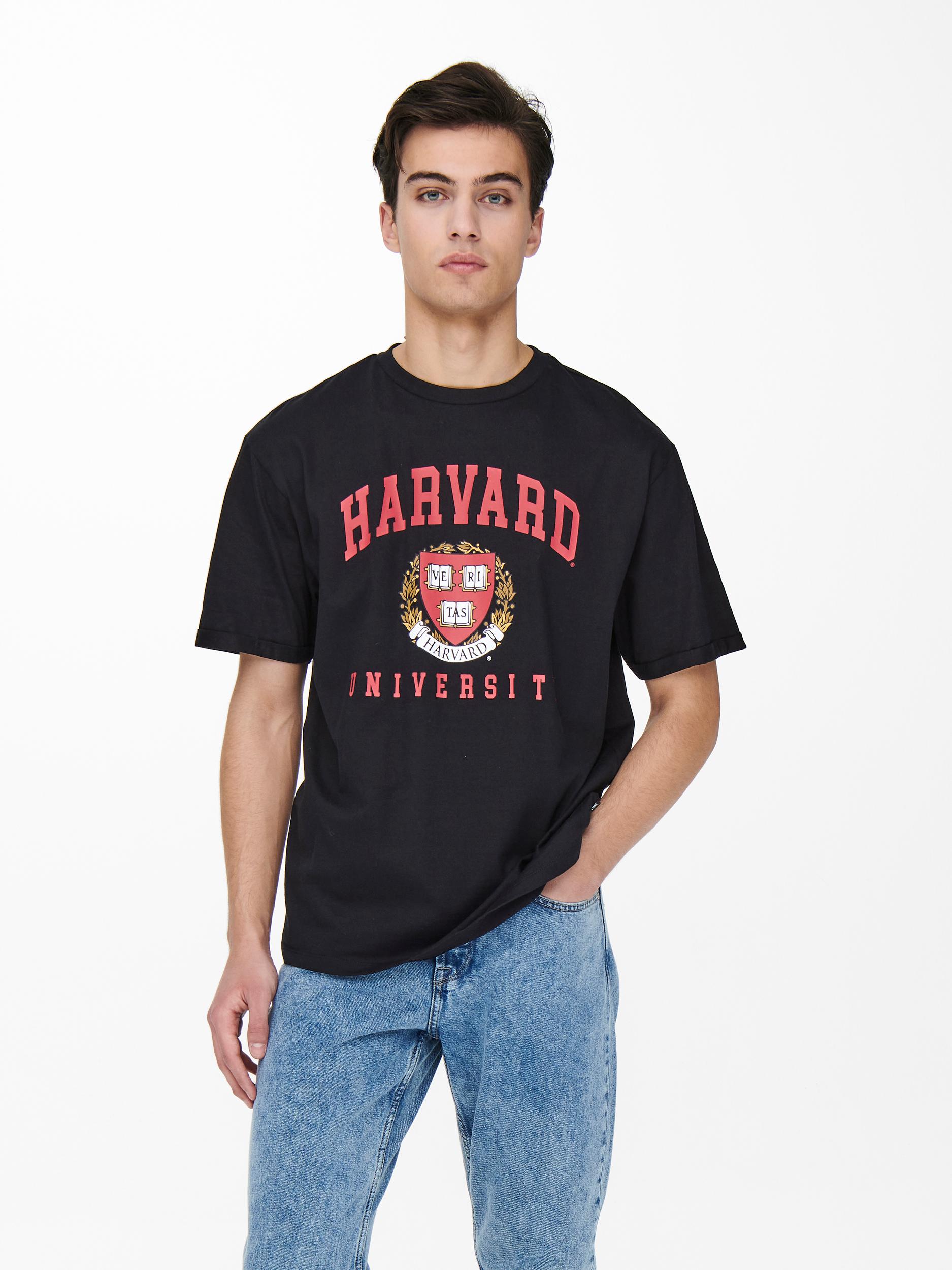 ONLY Harvard T-shirt, Sort, XL